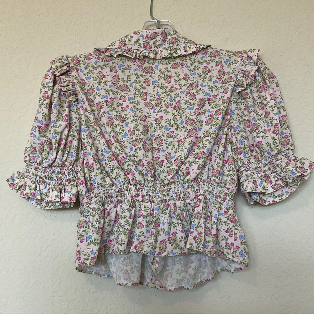 For Love & Lemons x VS LIKE NEW Baby Butterflies Sleep Crop Top Cottagecore XS - Picture 9 of 16